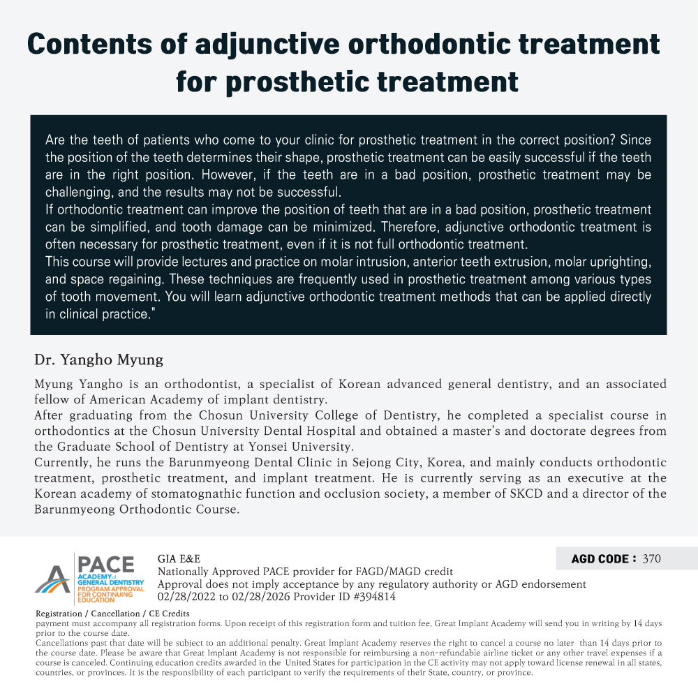 KDWC 2024 New York - No.13) Adjunctive Orthodontic Treatment for Prosthetic Treatment Hands-on
