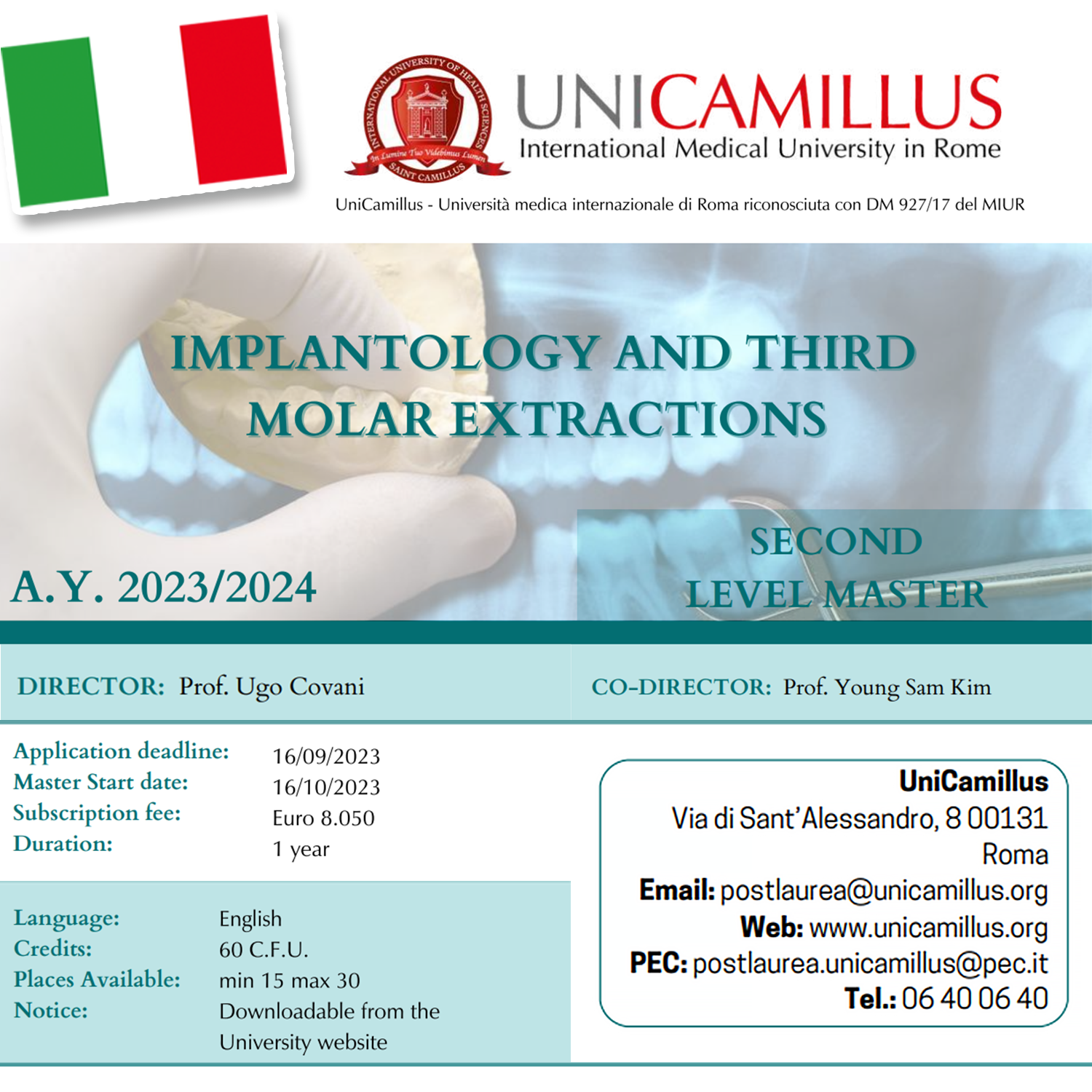 Rome Italy) Implantology And Third Molar Extraction (SECONE LEVEL MASTER) [2023/2024]