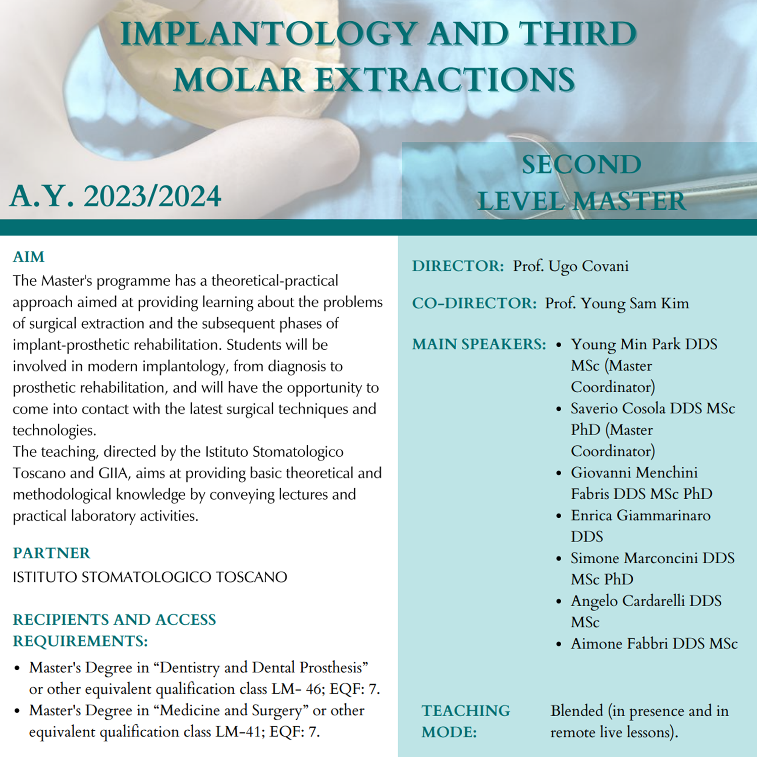 Rome Italy) Implantology And Third Molar Extraction (SECONE LEVEL MASTER) [2023/2024]