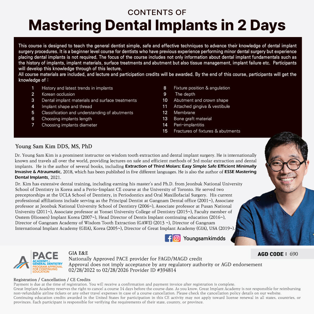 Dallas) Mastering Dental Implants in 2 Days [2024/11/2-11/3]