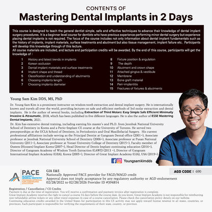 Dallas) Mastering Dental Implants in 2 Days [2024/11/2-11/3]