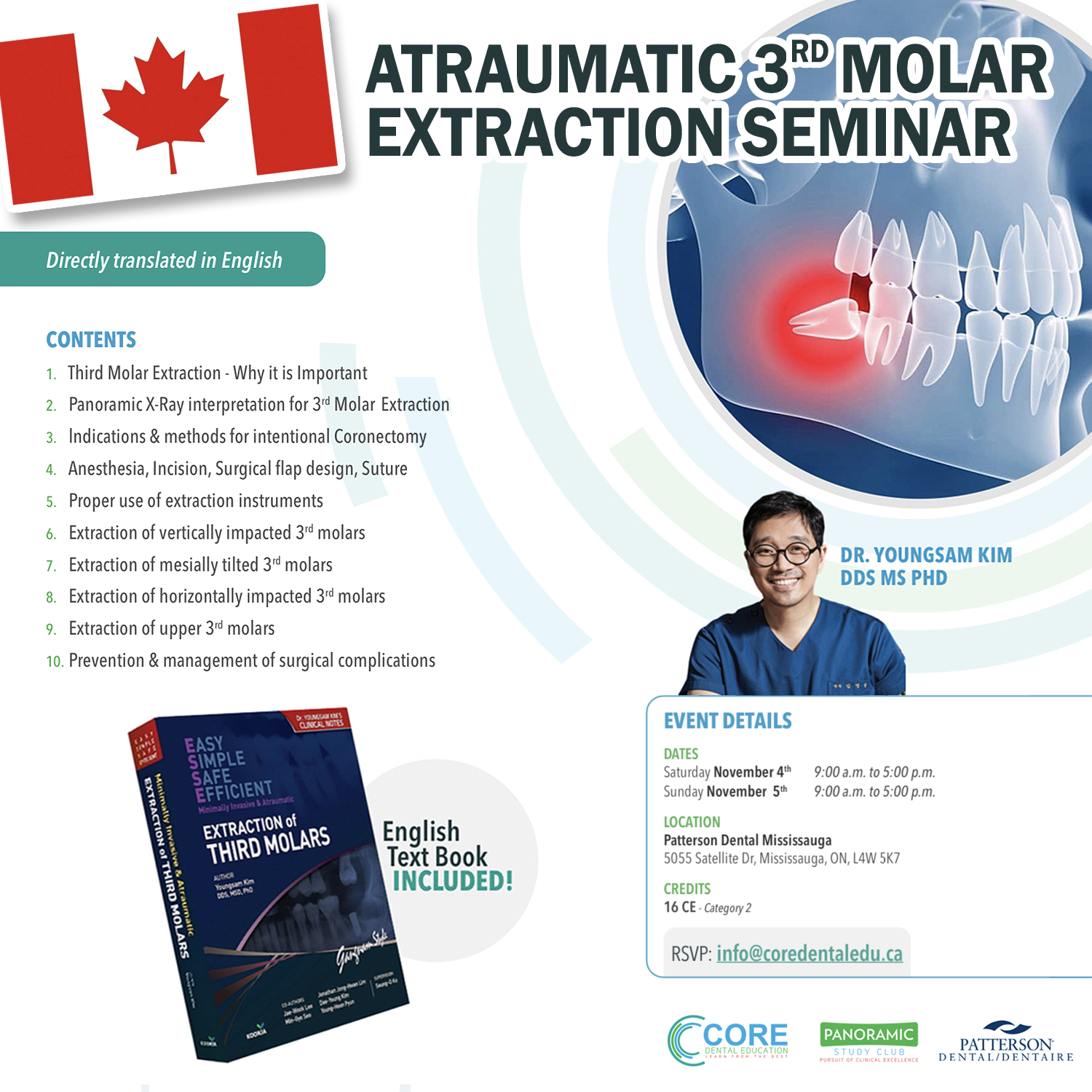 Canada) Atraumatic 3rd Molar Extraction Seminar [11/4 ~ 11/5/2023]