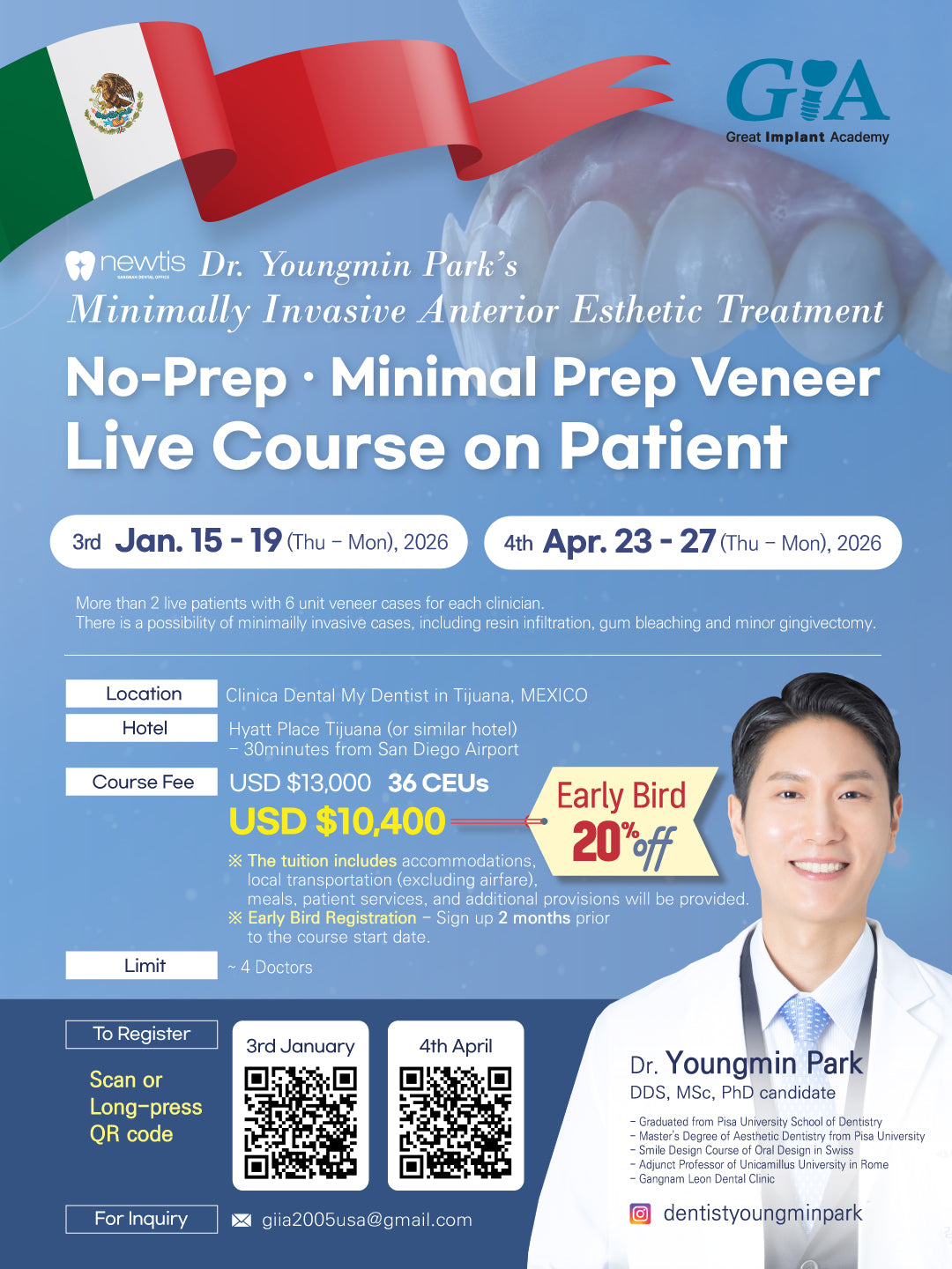 Mexico) No Prep / Minimal Prep Veneer Live Course on Patient [January 15 - 19, 2026]