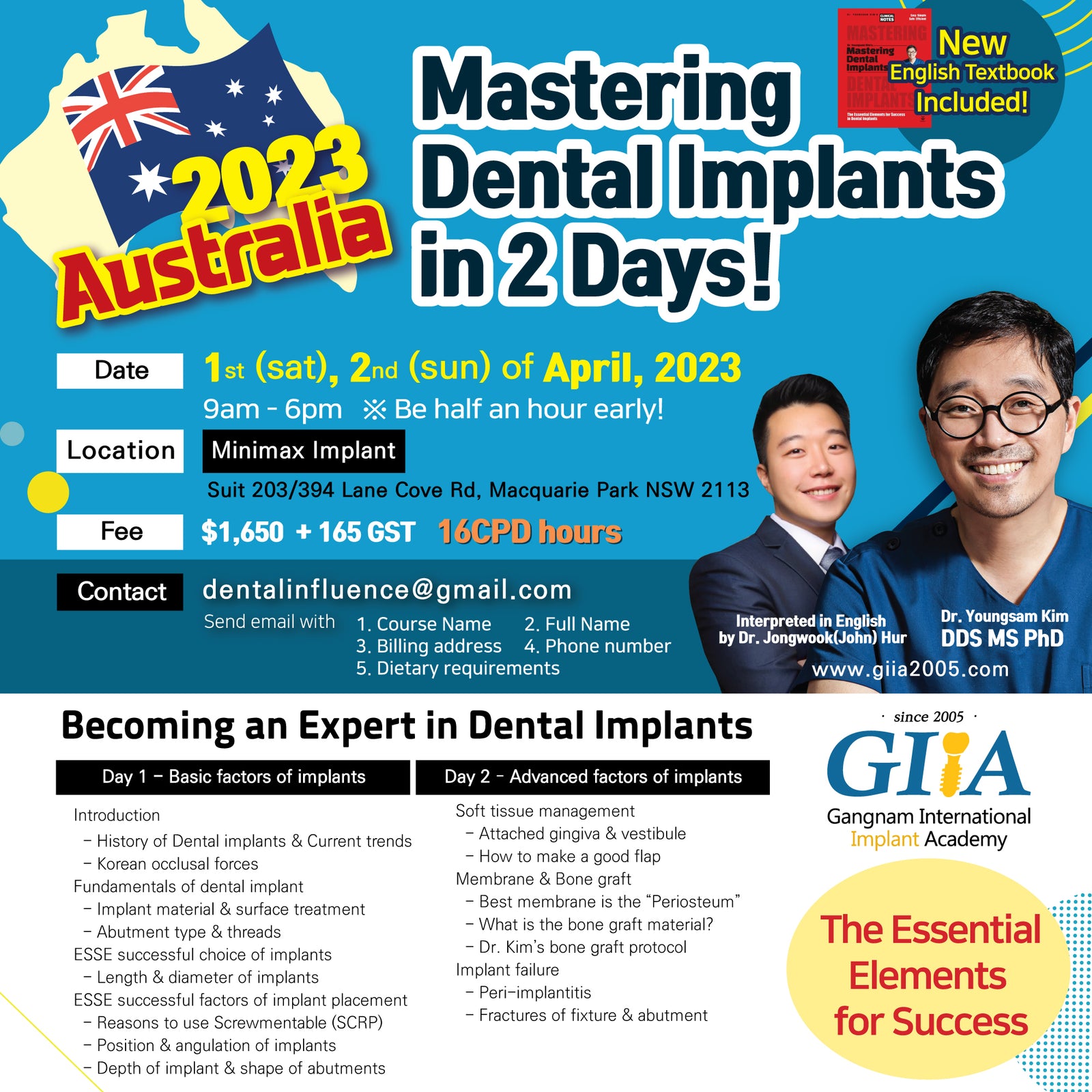 Sydney, Australia) Mastering Dental Implants [4/1 - 4/2/2023]