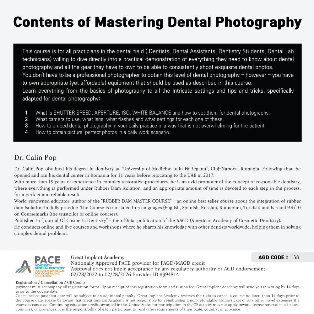 Las Vegas) Mastering Dental Photography [2023/5/6]