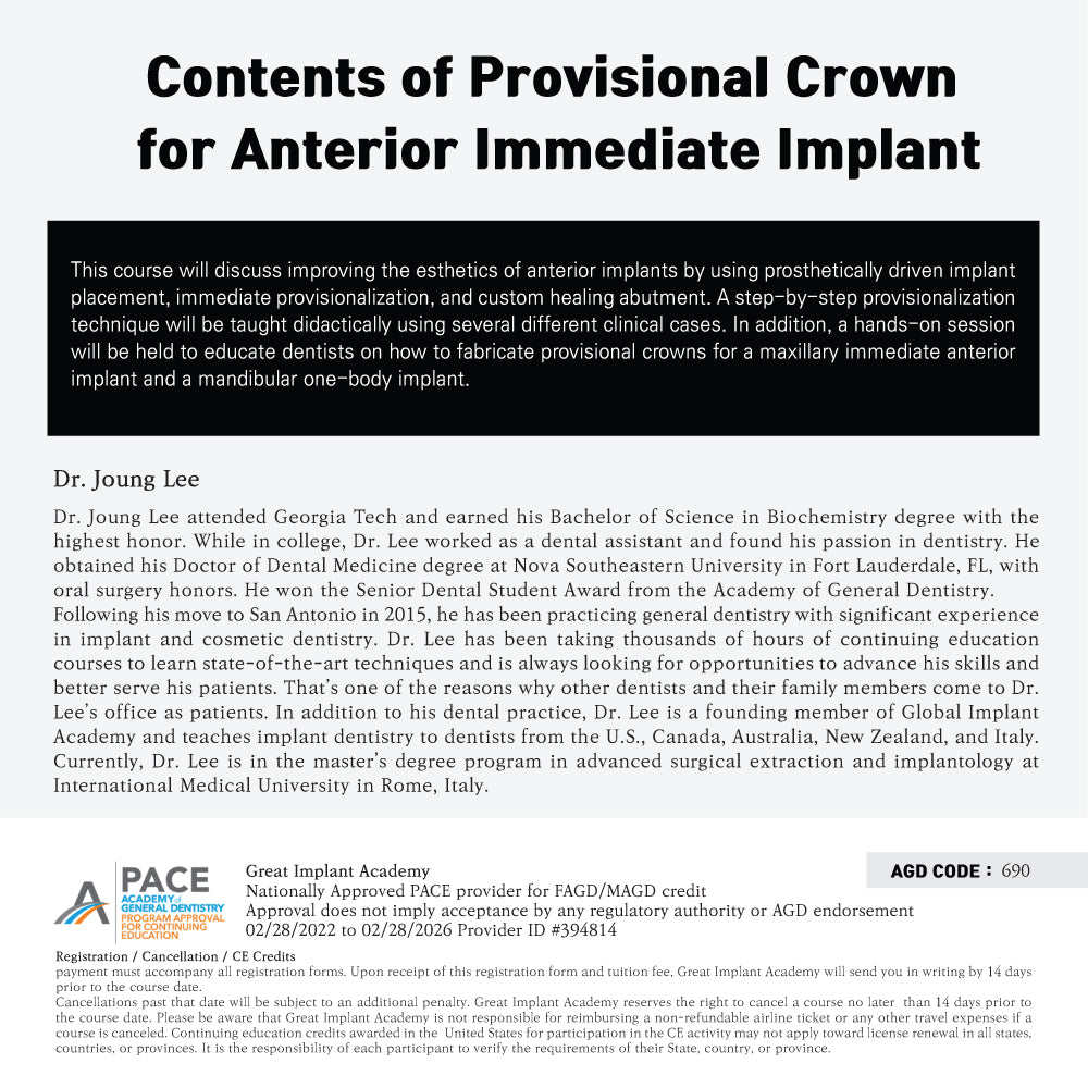 New York) Provisional Crown for Anterior Immediate Implant [5/7/2023]