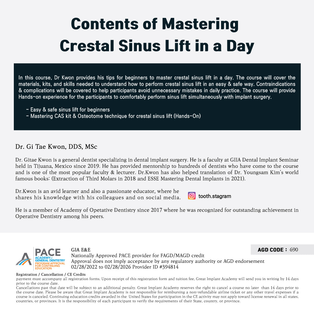 New York) Mastering Crestal Sinus Lift [5/5/2024]