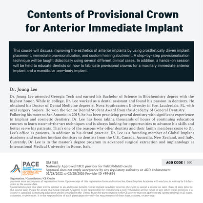 New York) Provisional Crown for Anterior Immediate Implant [2024/5/5]