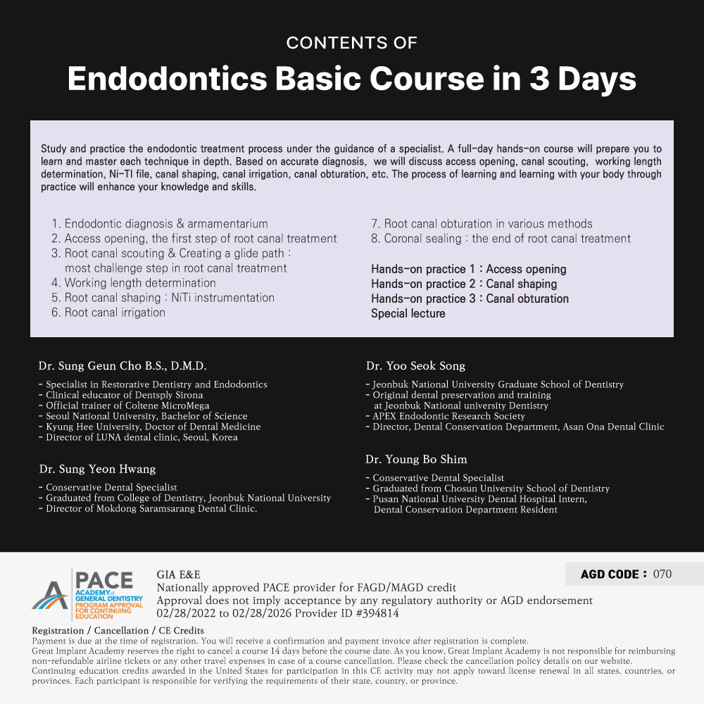 Atlanta) Endodontics Basic Course in 3 Days [2025/1/31 ~ 2/2]