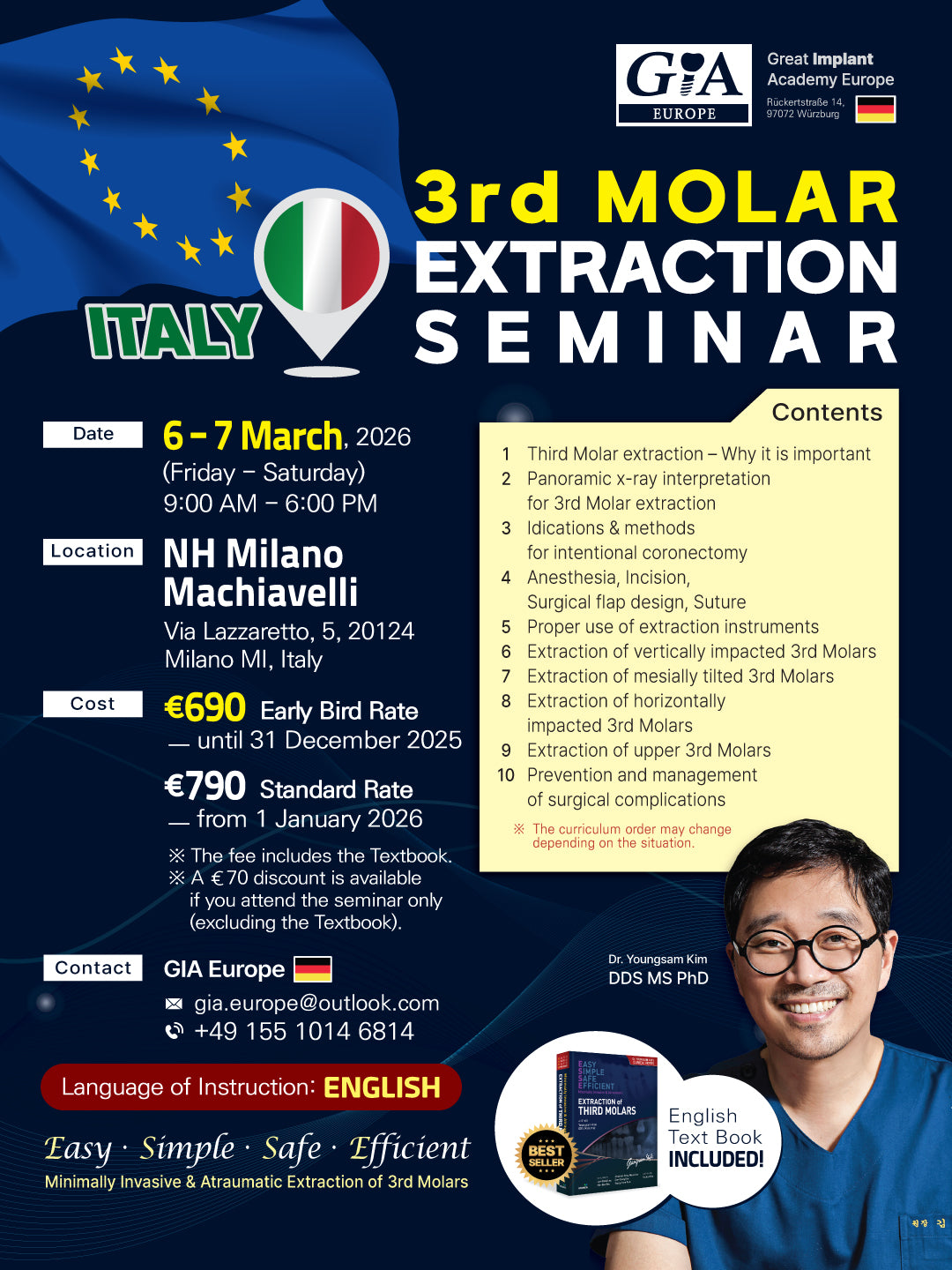 Milan, Italy) 3rd Molar Extraction Seminar [2026/3/6 ~ 3/7]
