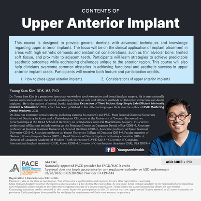 Los Angeles GIA Study Club) Upper Anterior Implant [2025/2/4]