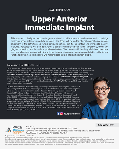 Los Angeles GIA Study Club) Upper Anterior Immediate Implant [2025/3/18]