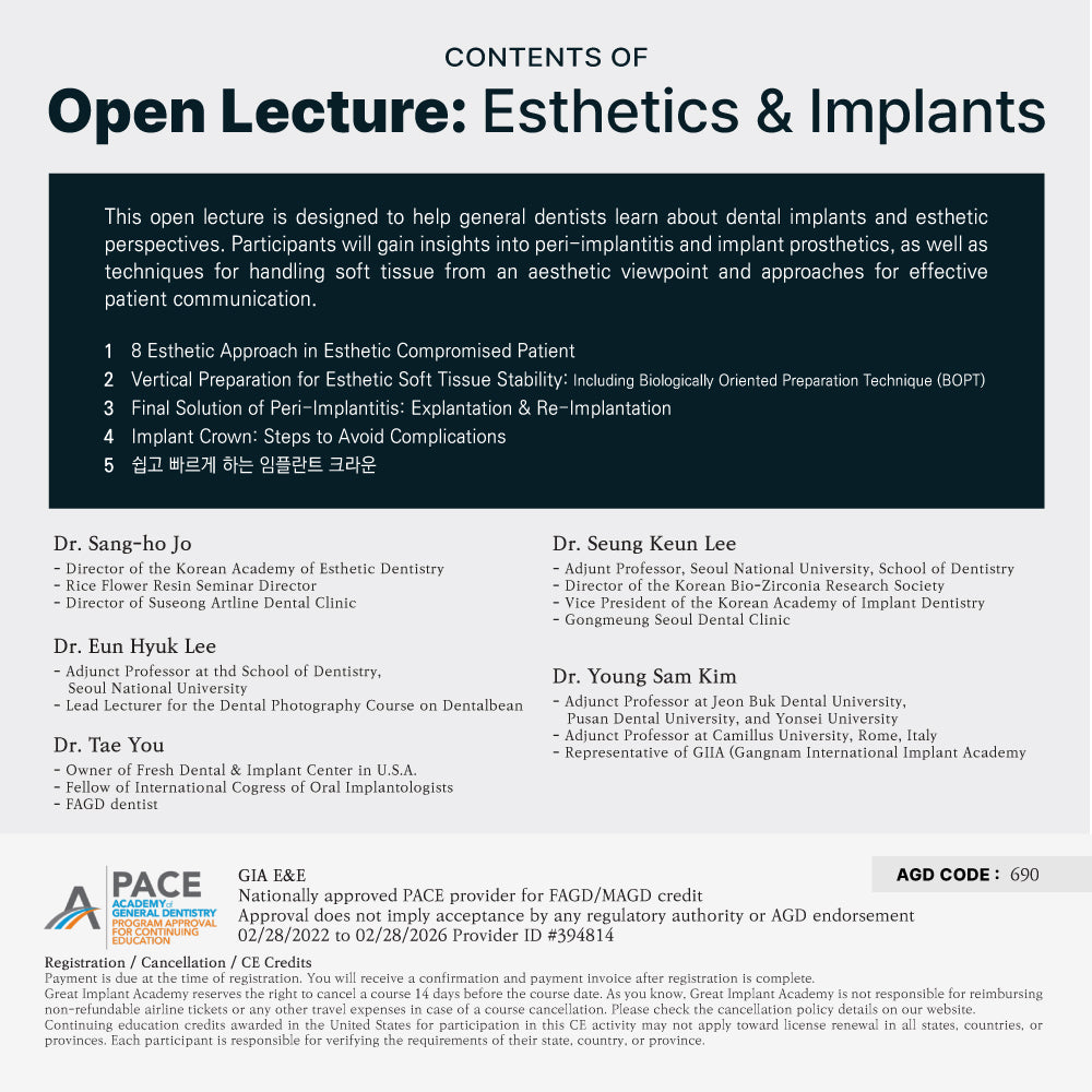 KDWC 2025 Los Angeles - No.3) OPEN LECTURE: Esthetics & Implants [Sat]