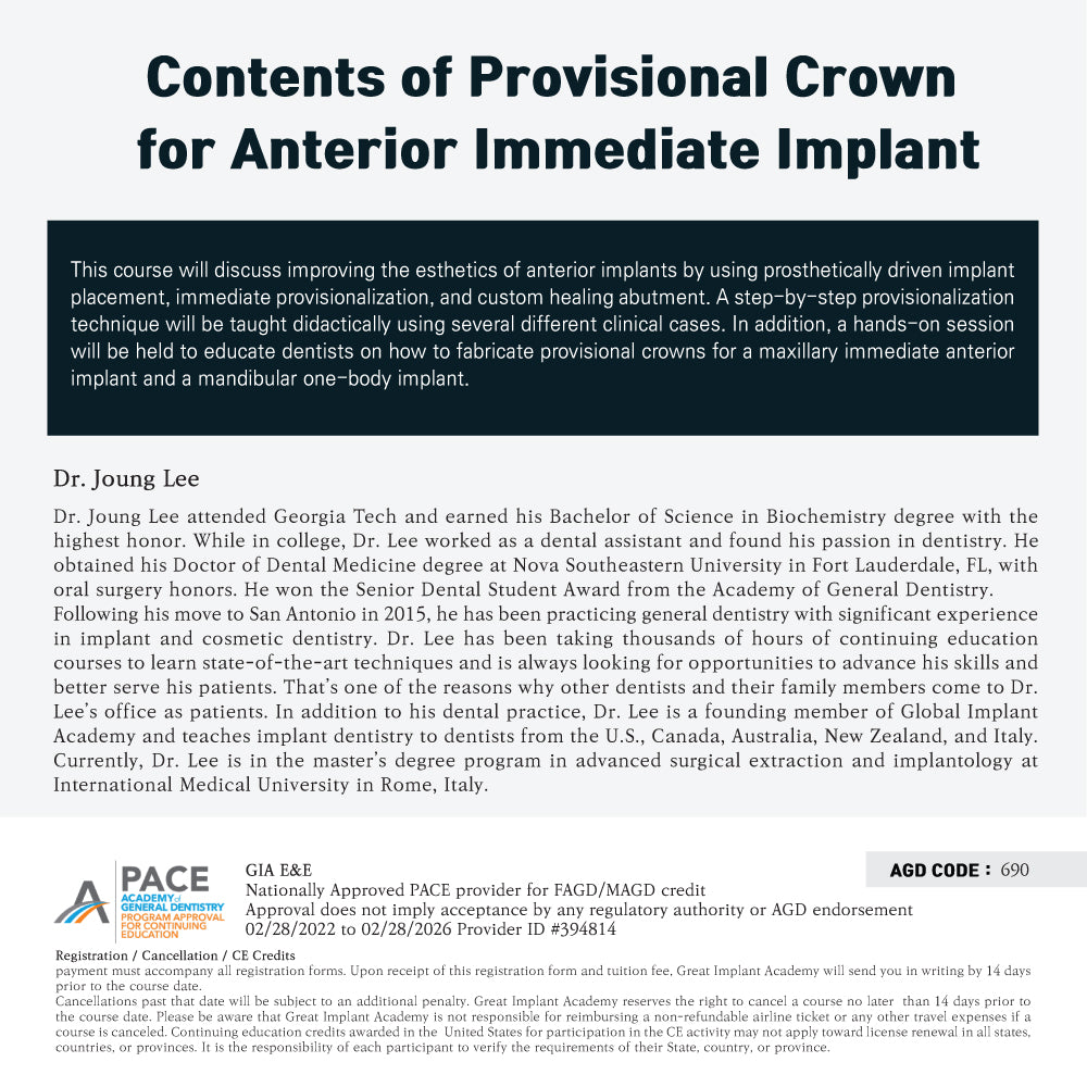 KDWC 2024 New York - No.28) Provisional Crown for Anterior Immediate Implant Hands-on