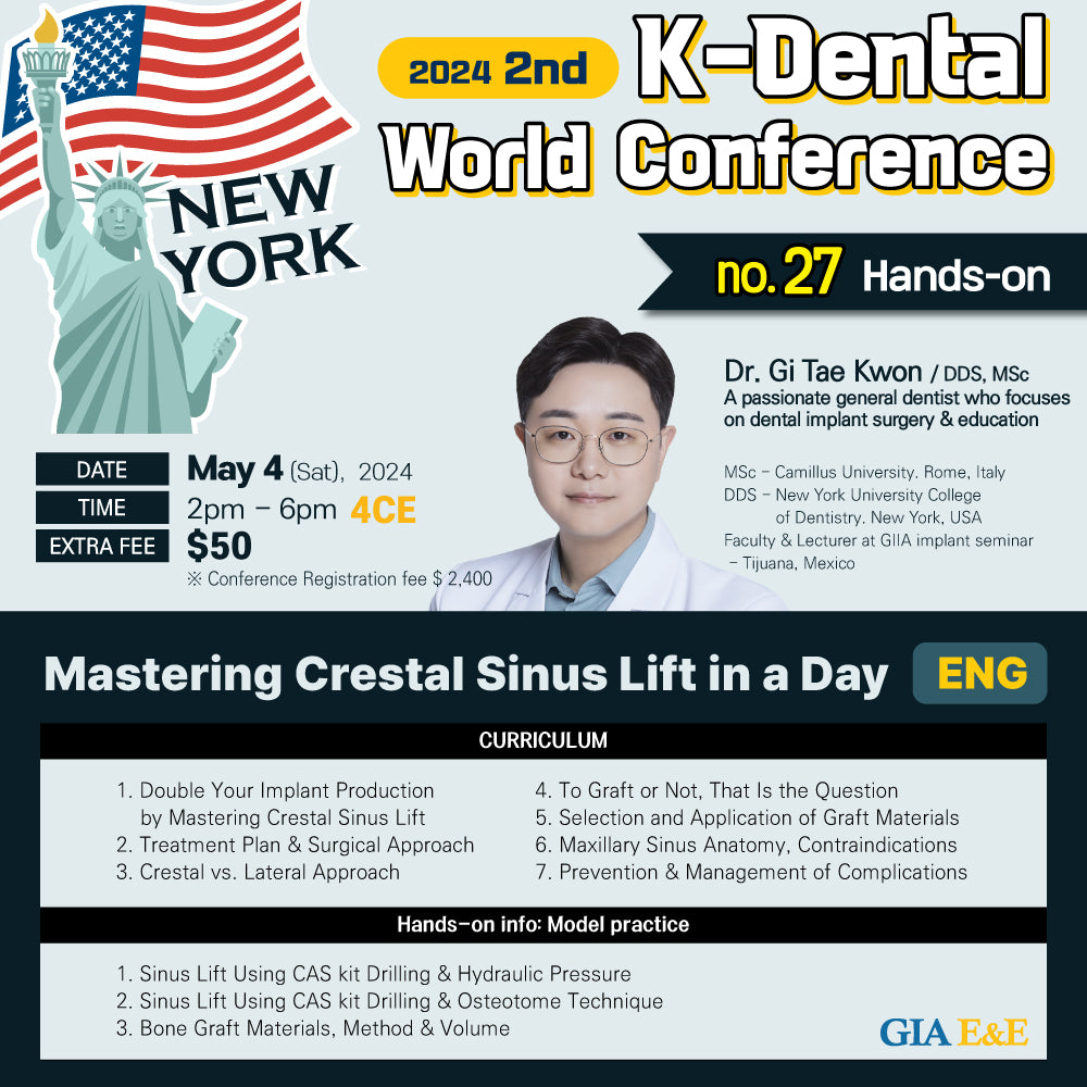 KDWC 2024 New York - No.27) Mastering Crestal Sinus Lift in a Day Hands-on