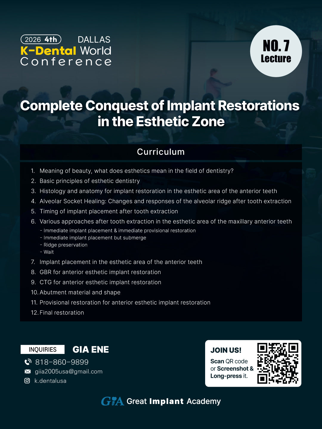 KDWC 2026 Dallas - No.7) Complete Conquest of Implant Restorations in the Esthetic Zone [Fri]