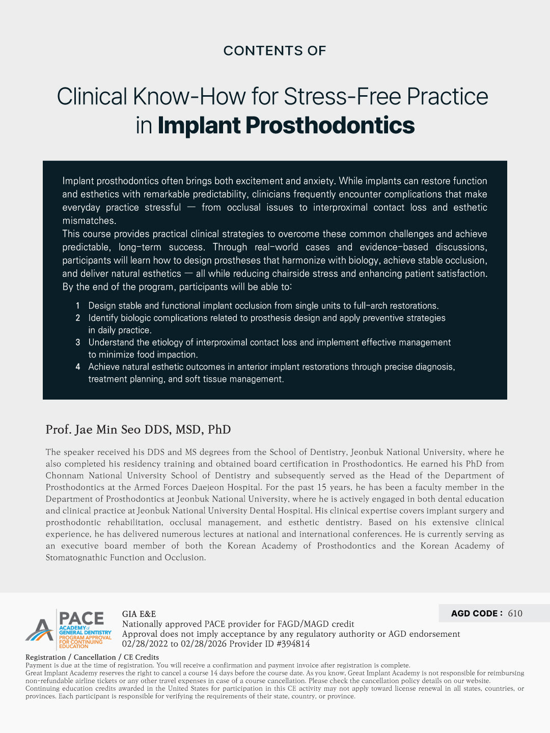 KDWC 2026 Dallas - No.17) Implant Prosthodontics: Clinical Know-How for Stress-Free Practice [Sat]