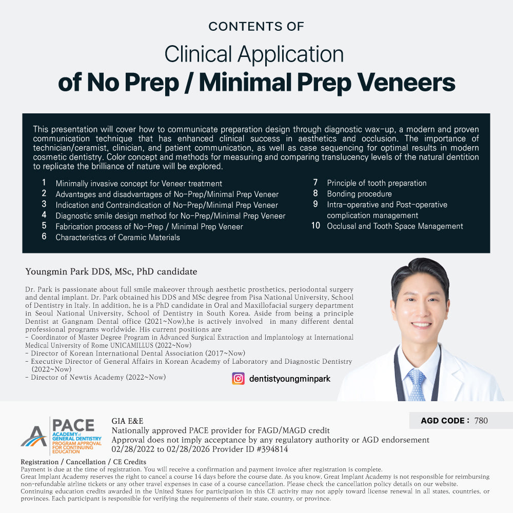 KDWC 2025 Los Angeles - No.8) Clinical Application of No Prep / Minimal Prep Veneers [Sat]