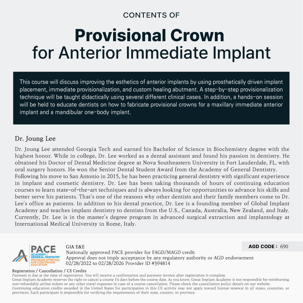 KDWC 2025 Los Angeles - No.31) Provisional Crown for Anterior Immediate Implant HANDS-ON [Sun]