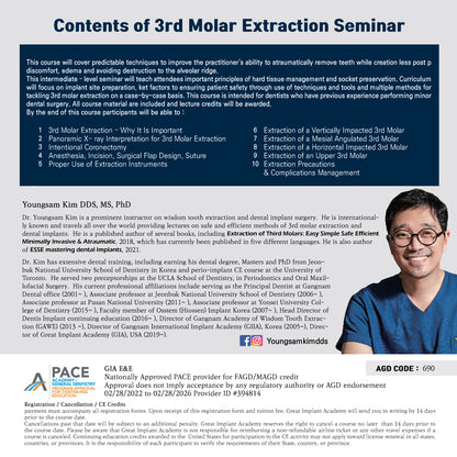 Los Angeles) 3rd Molar Extraction Seminar [2024/2/10 ~ 2/11]
